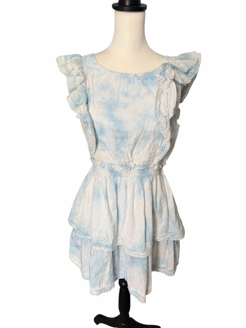 BB Dakota Steve Madden Blue White Tie Dye Sleeveless Dress | Large
